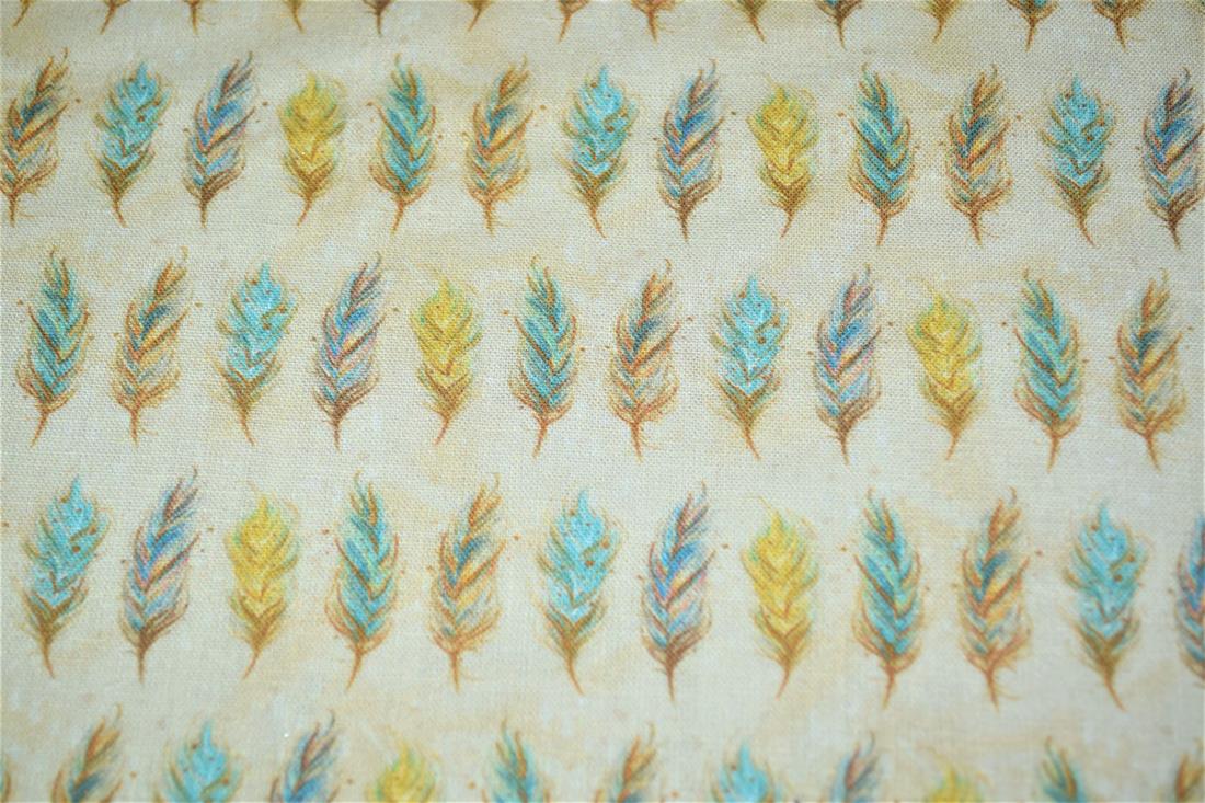 Beige Boho Print Cotton Fabric