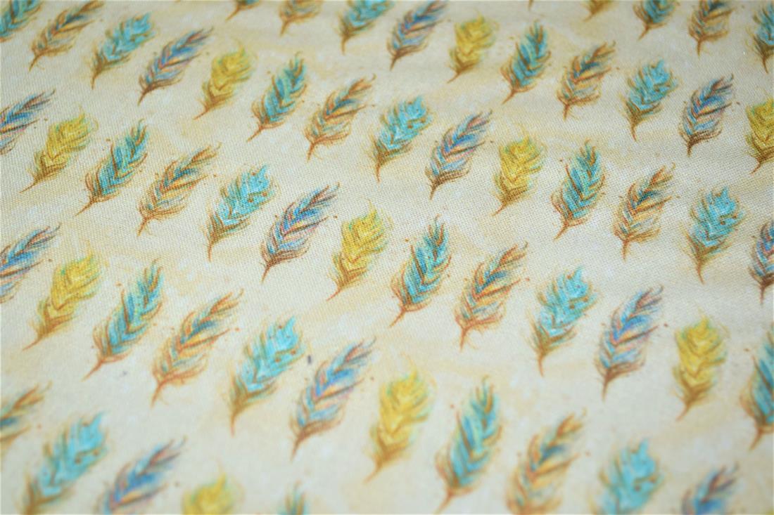 Beige Boho Print Cotton Fabric