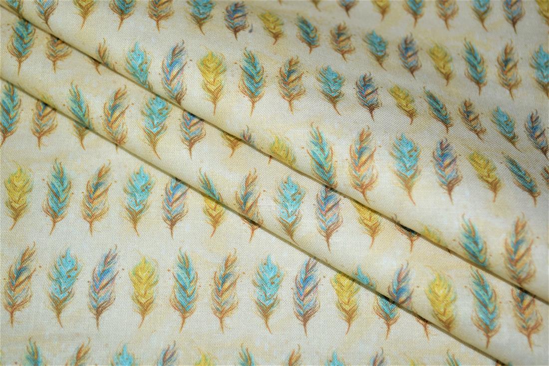 Beige Boho Print Cotton Fabric