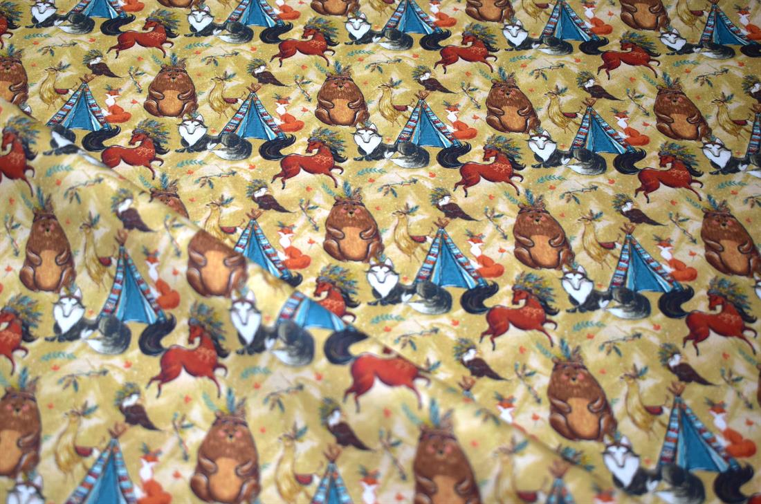 Gold Boho Digital Printed 100% Cotton