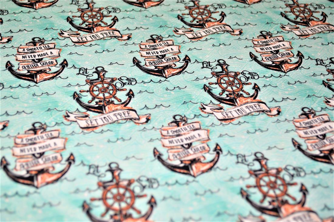 Mint Digital Printed 100% Cotton, Merboys Design Fabric