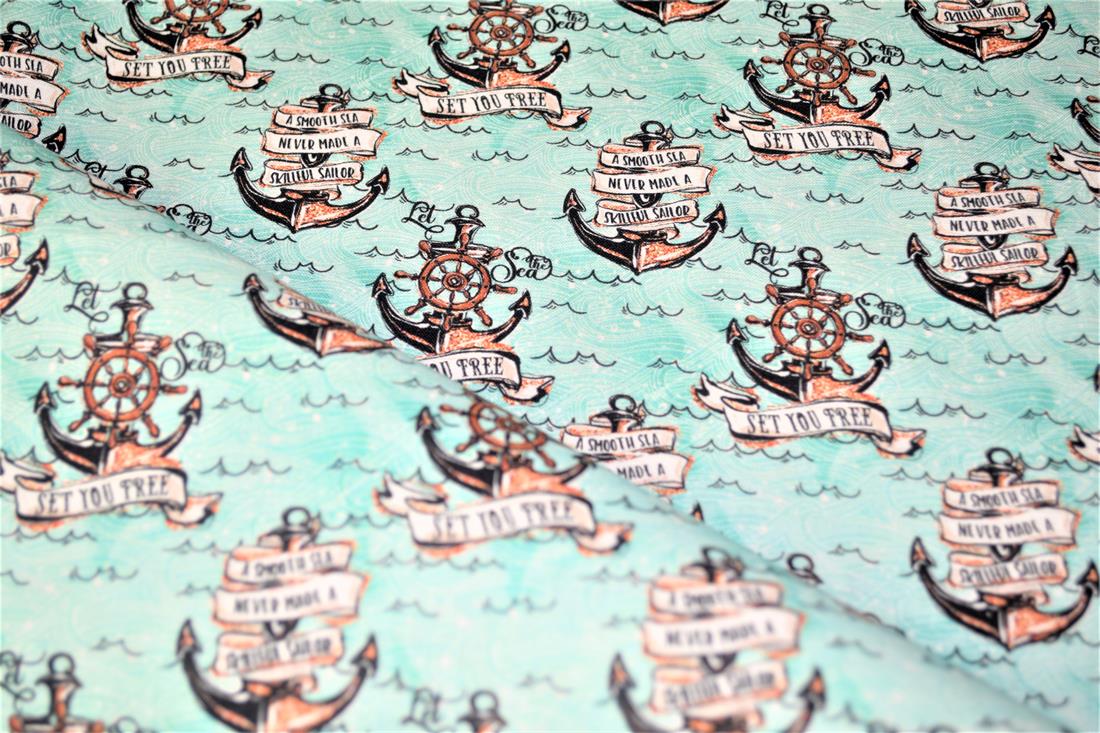 Mint Digital Printed 100% Cotton, Merboys Design Fabric