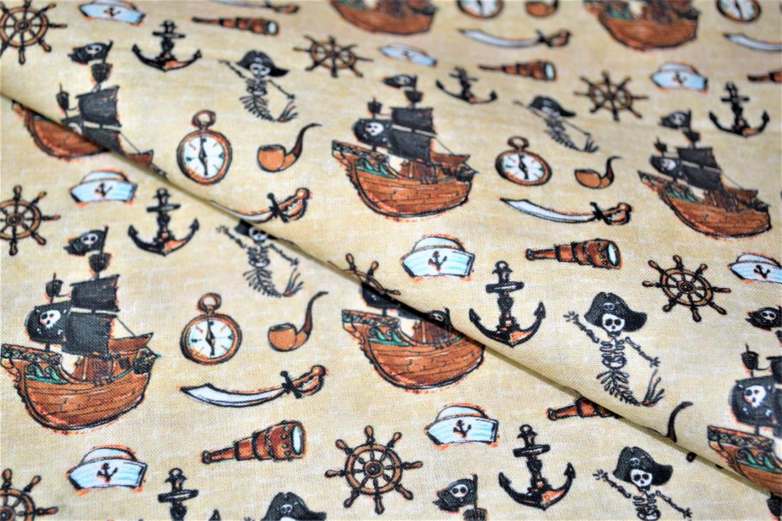 Beige Digital Printed 100% Cotton, Merboys Design Fabric
