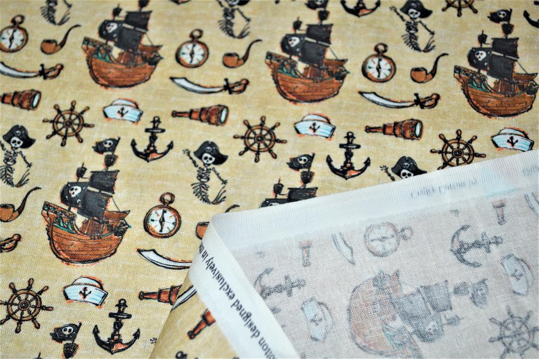 Beige Digital Printed 100% Cotton, Merboys Design Fabric