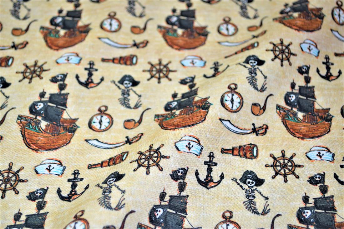Beige Digital Printed 100% Cotton, Merboys Design Fabric