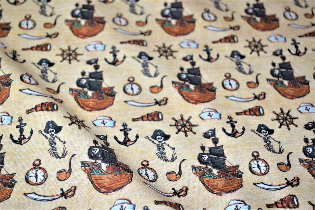 Beige Digital Printed 100% Cotton, Merboys Design Fabric
