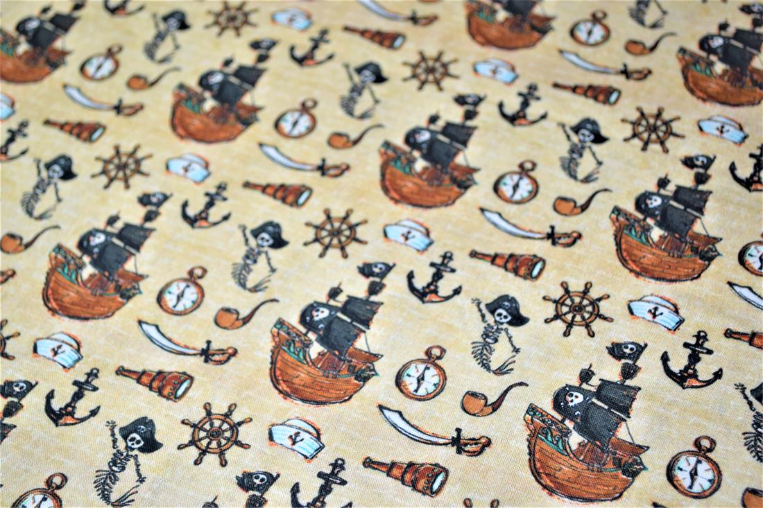 Beige Digital Printed 100% Cotton, Merboys Design Fabric