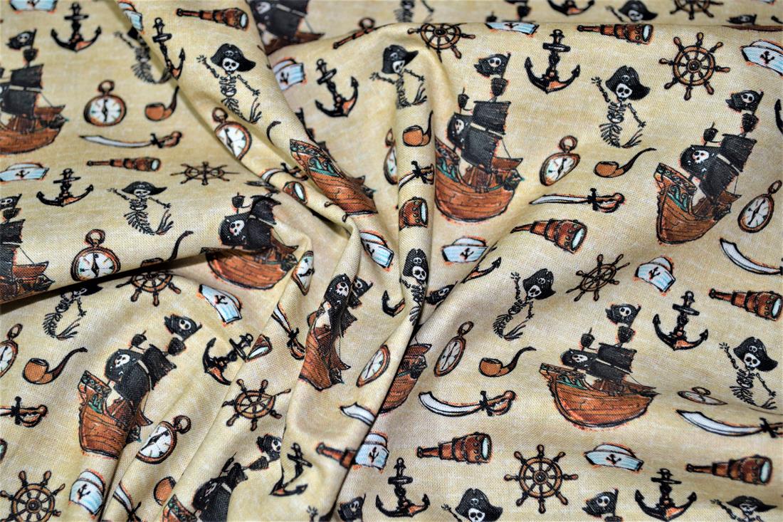 Beige Digital Printed 100% Cotton, Merboys Design Fabric