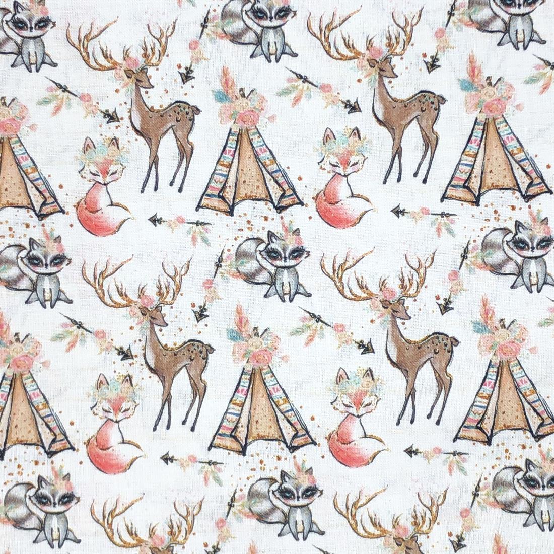 Cream Digital Printed 100% Cotton Fabric