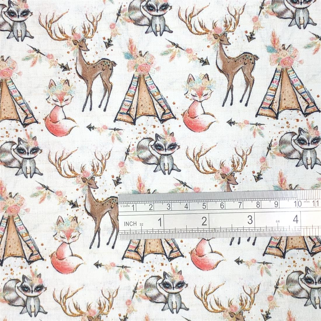 Cream Digital Printed 100% Cotton Fabric