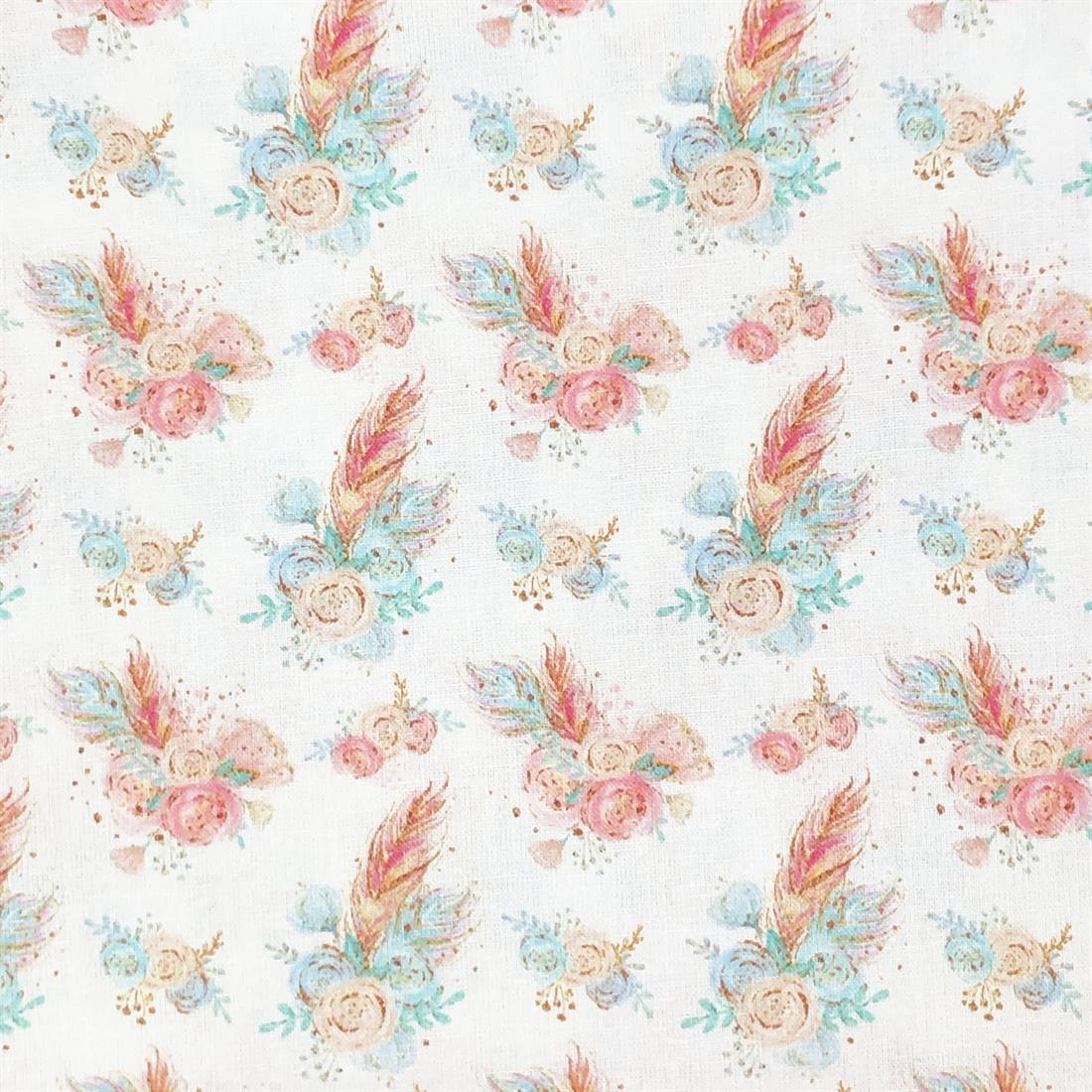 White Digital Printed 100% Cotton Fabric