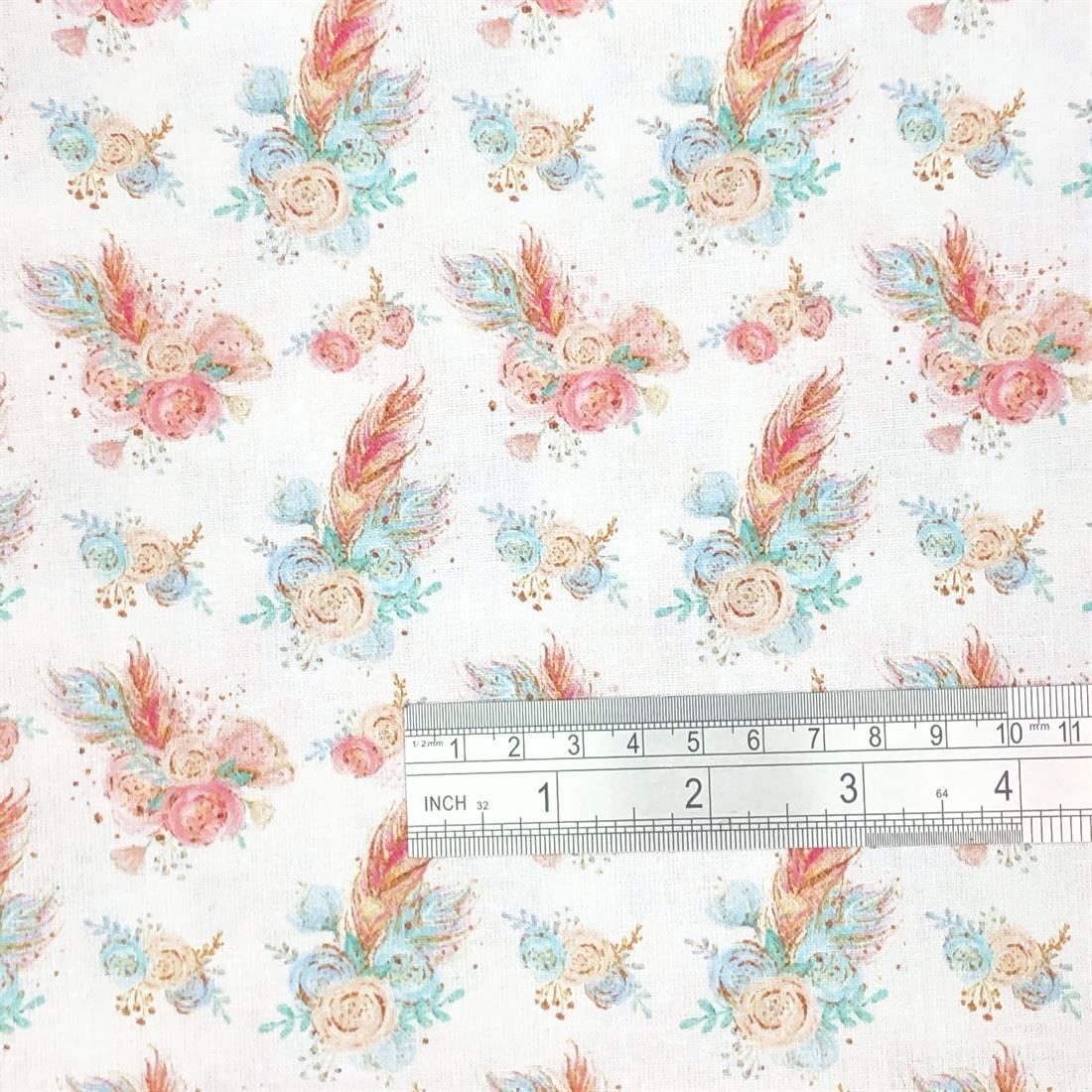 White Digital Printed 100% Cotton Fabric