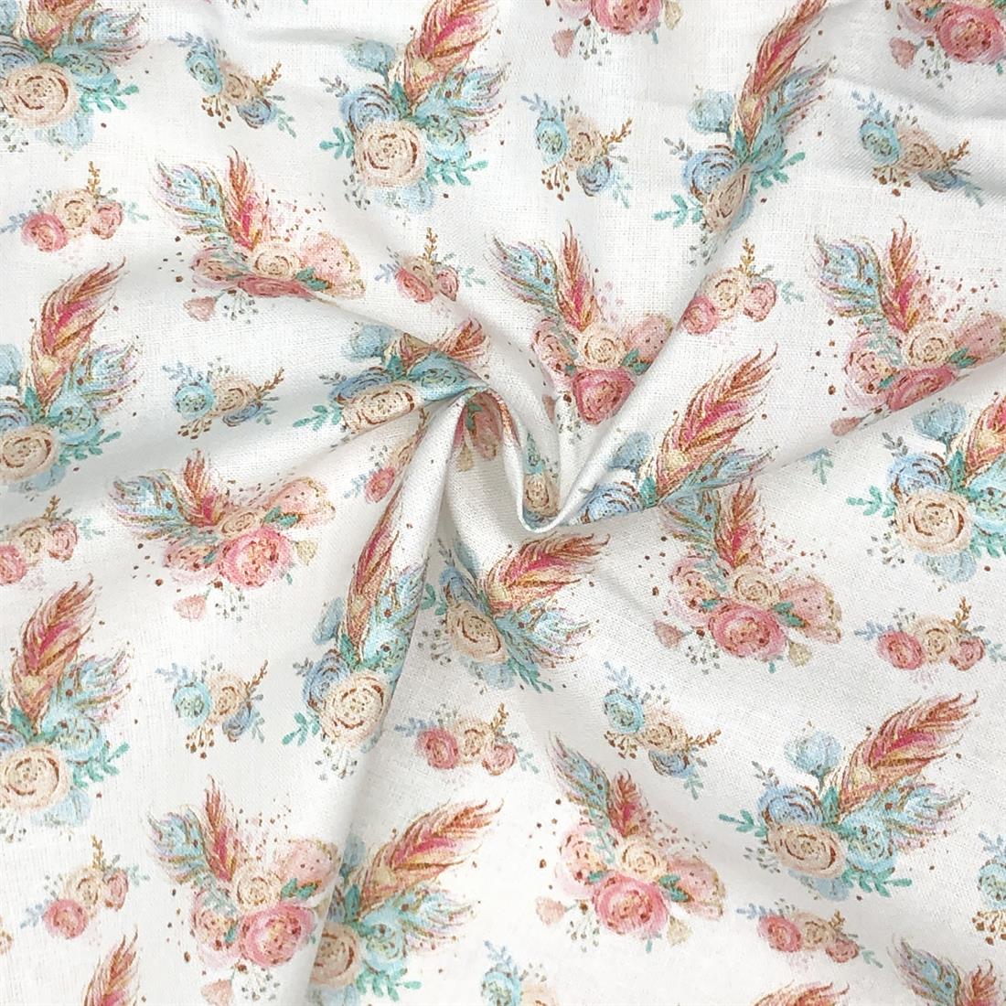 White Digital Printed 100% Cotton Fabric