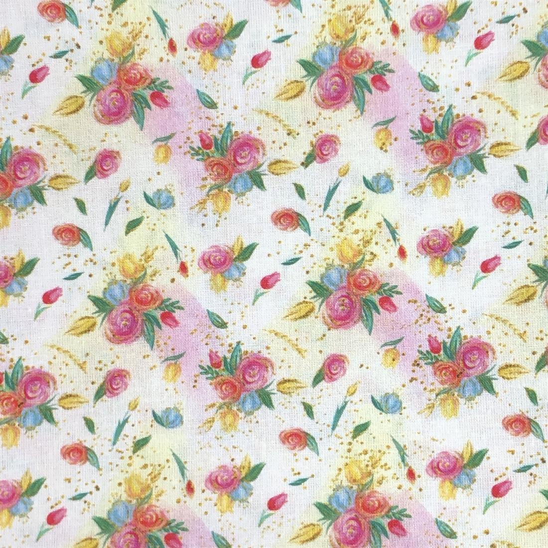 White Sewing Print Cotton Fabric