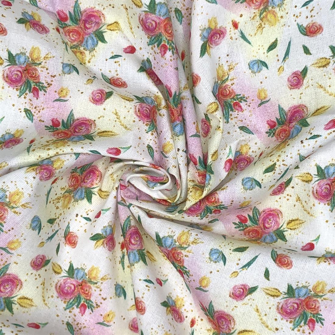 White Sewing Print Cotton Fabric