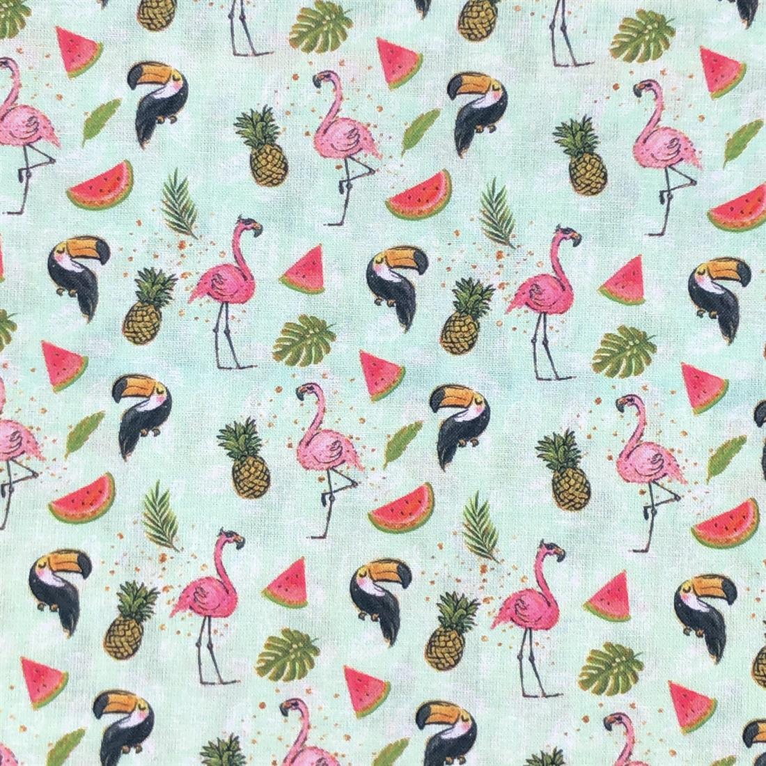 Mint Trpoical print Cotton Fabric