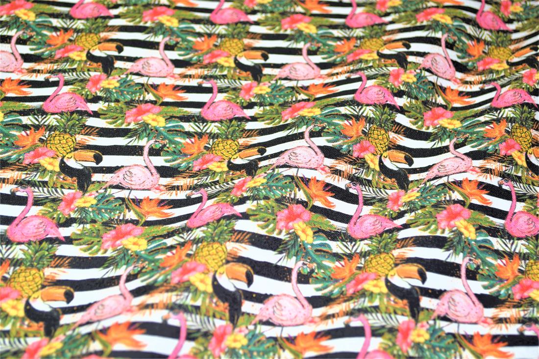 Black & White Tropical Print Cotton Fabric