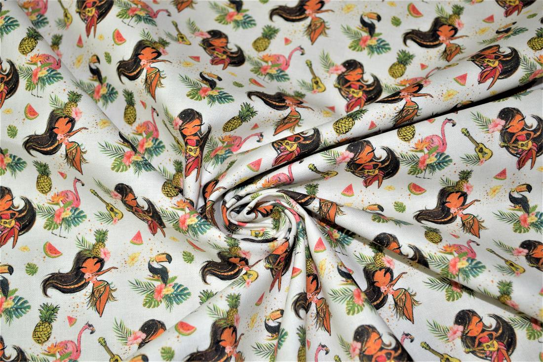 White Digital Printed 100% Cotton Fabric