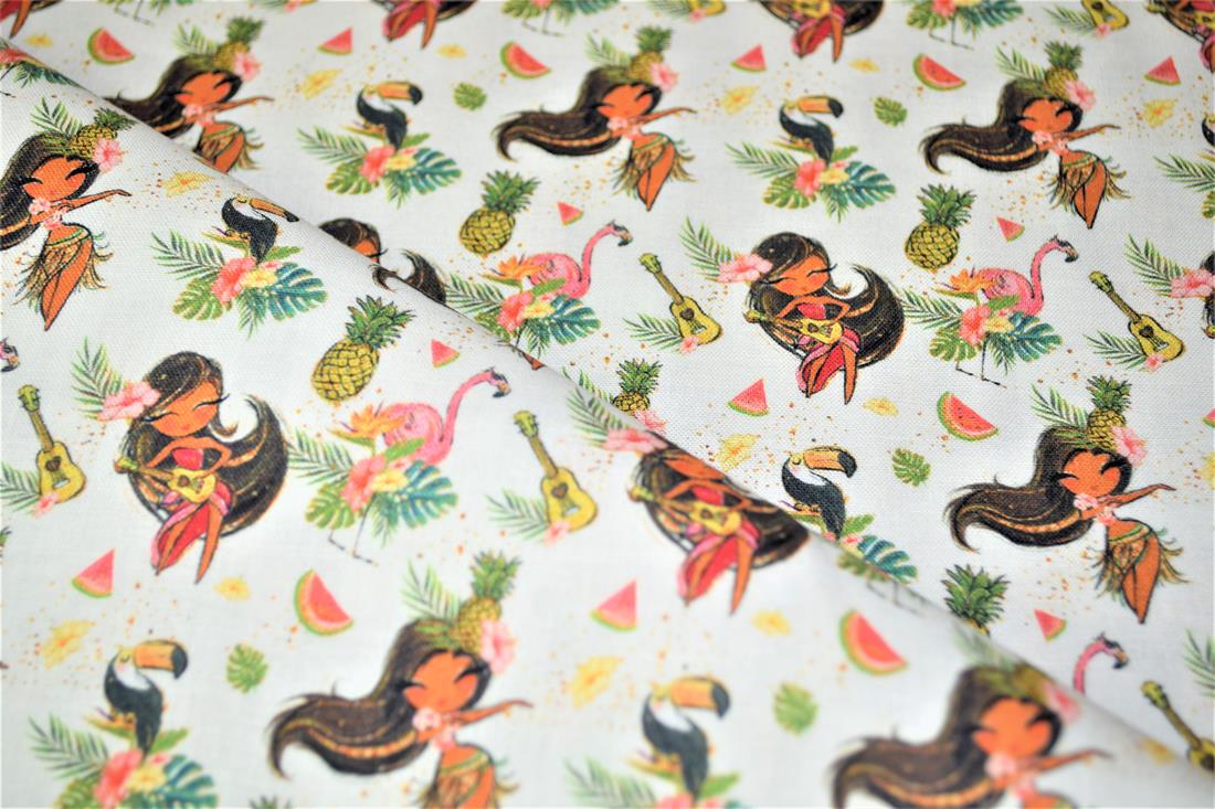 White Digital Printed 100% Cotton Fabric