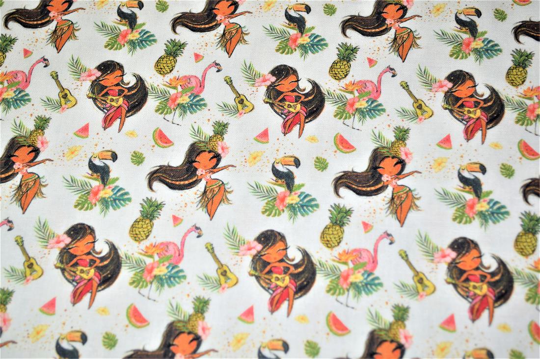 White Digital Printed 100% Cotton Fabric