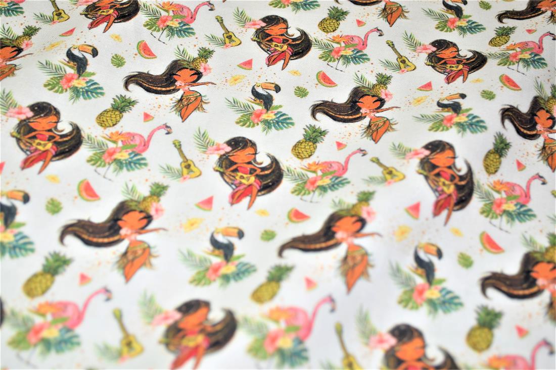 White Digital Printed 100% Cotton Fabric