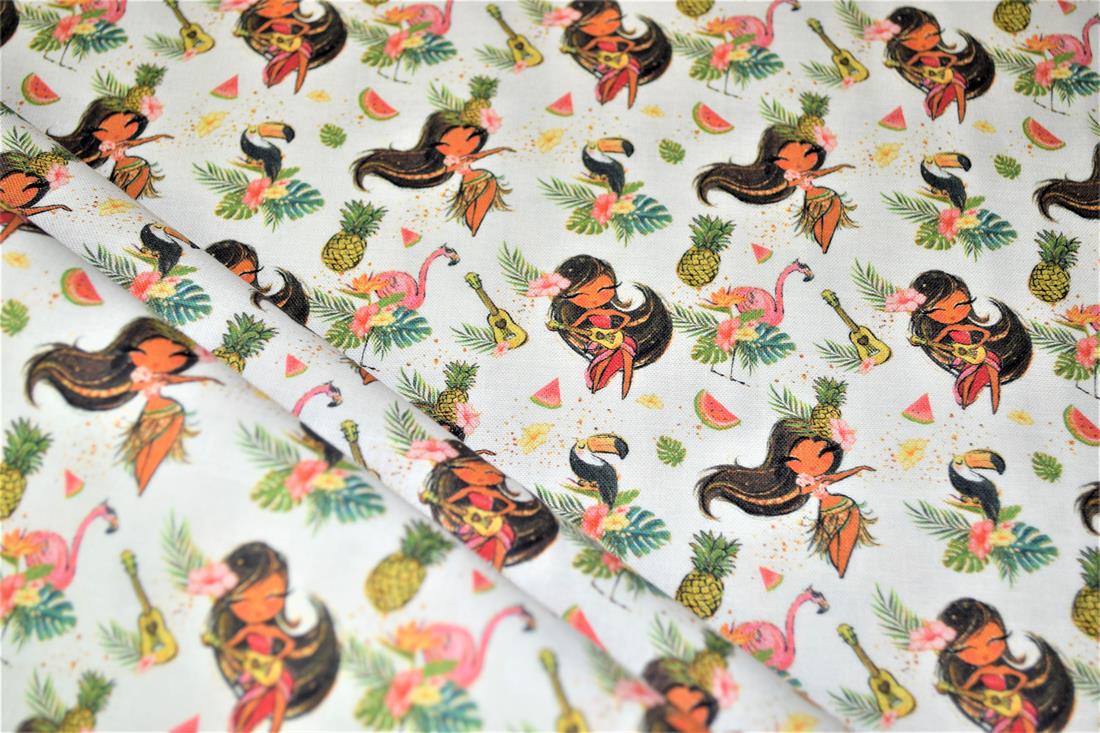 White Digital Printed 100% Cotton Fabric