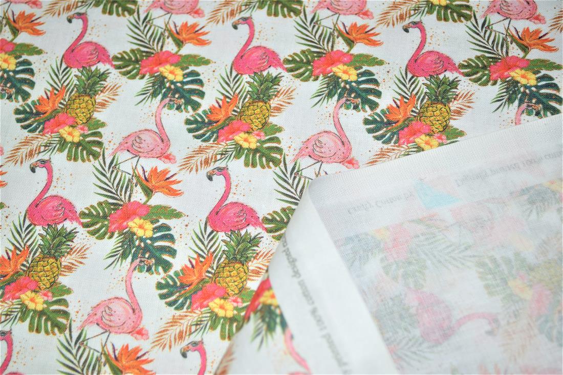 White & Pink Digital Printed 100% Cotton Fabric
