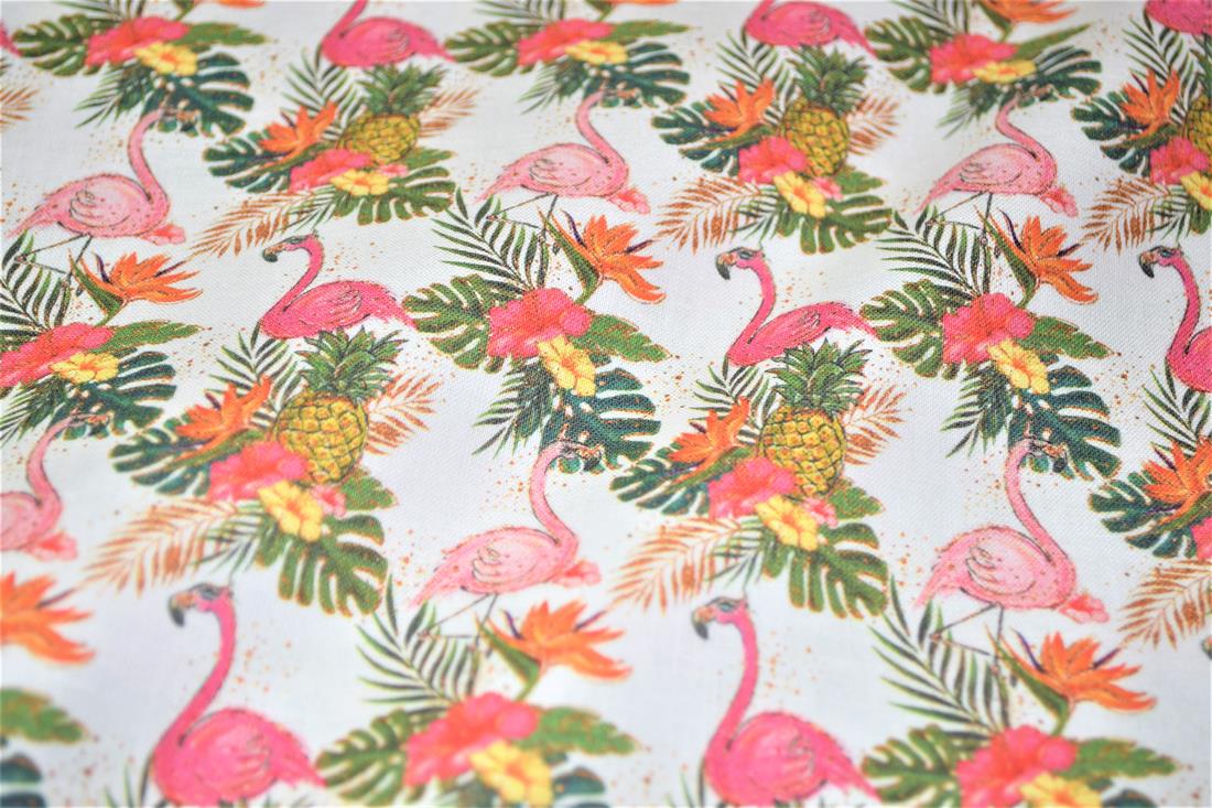 White & Pink Digital Printed 100% Cotton Fabric