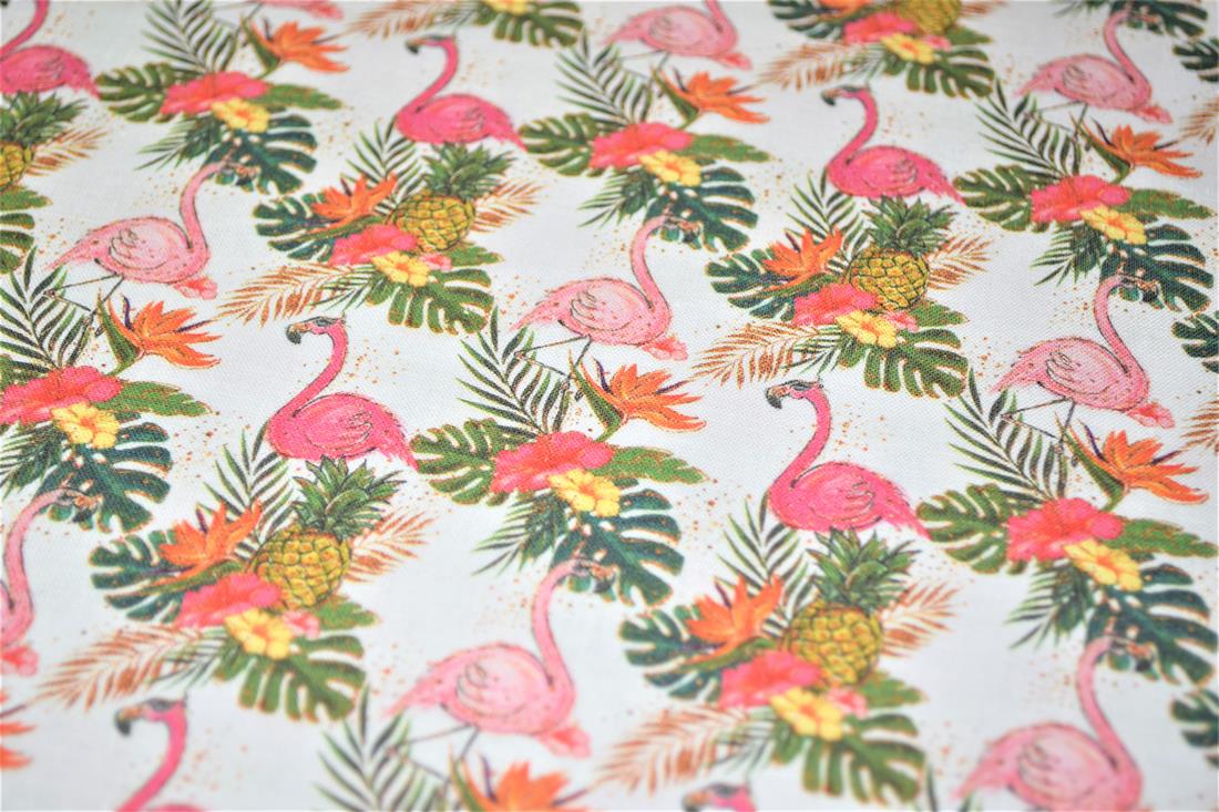 White & Pink Digital Printed 100% Cotton Fabric