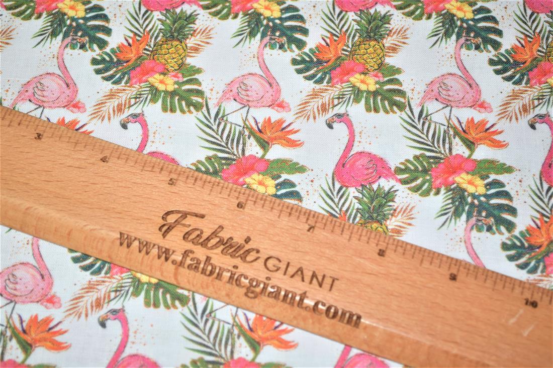 White & Pink Digital Printed 100% Cotton Fabric
