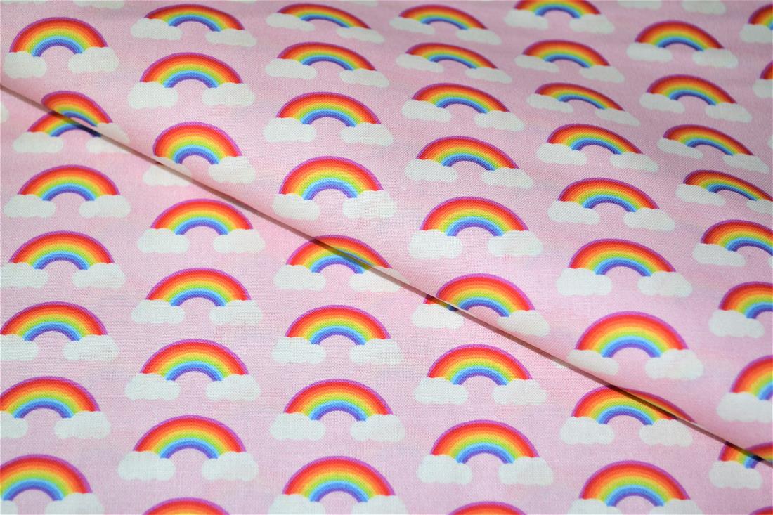 Pink Digital Printed 100% Cotton, Rainbow Fabric