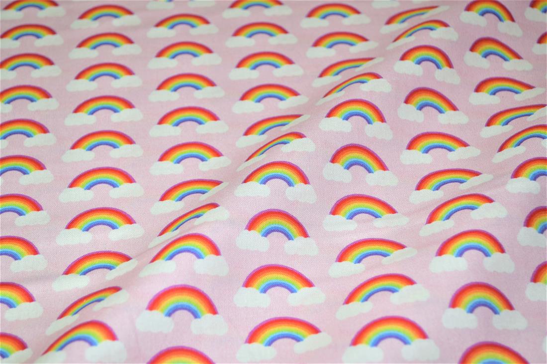 Pink Digital Printed 100% Cotton, Rainbow Fabric