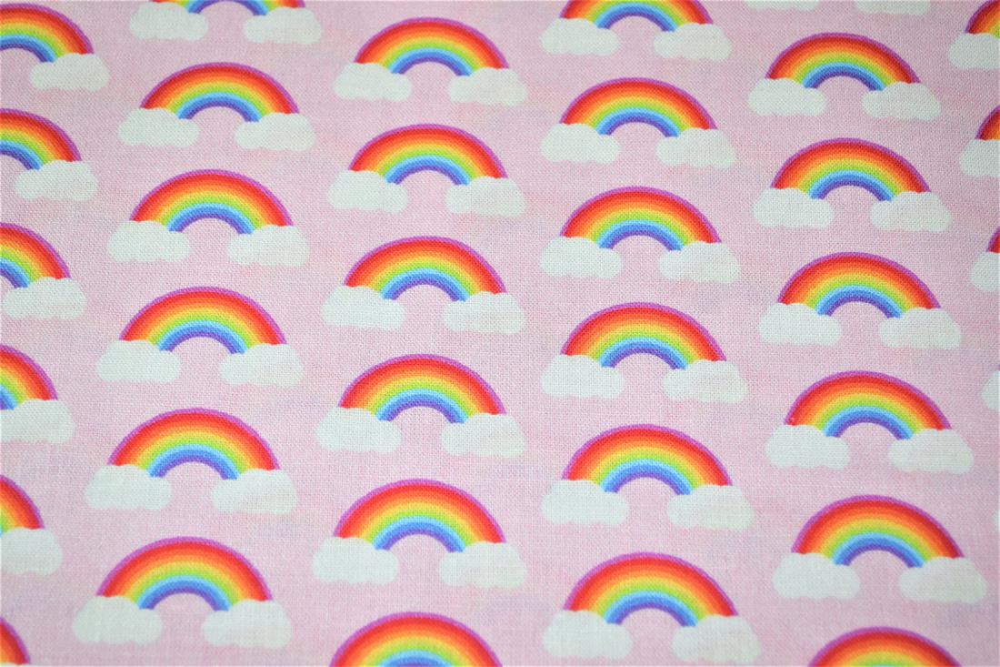 Pink Digital Printed 100% Cotton, Rainbow Fabric
