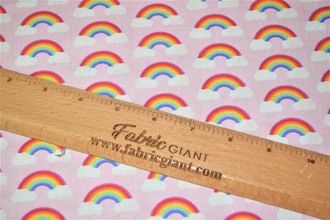 Pink Digital Printed 100% Cotton, Rainbow Fabric