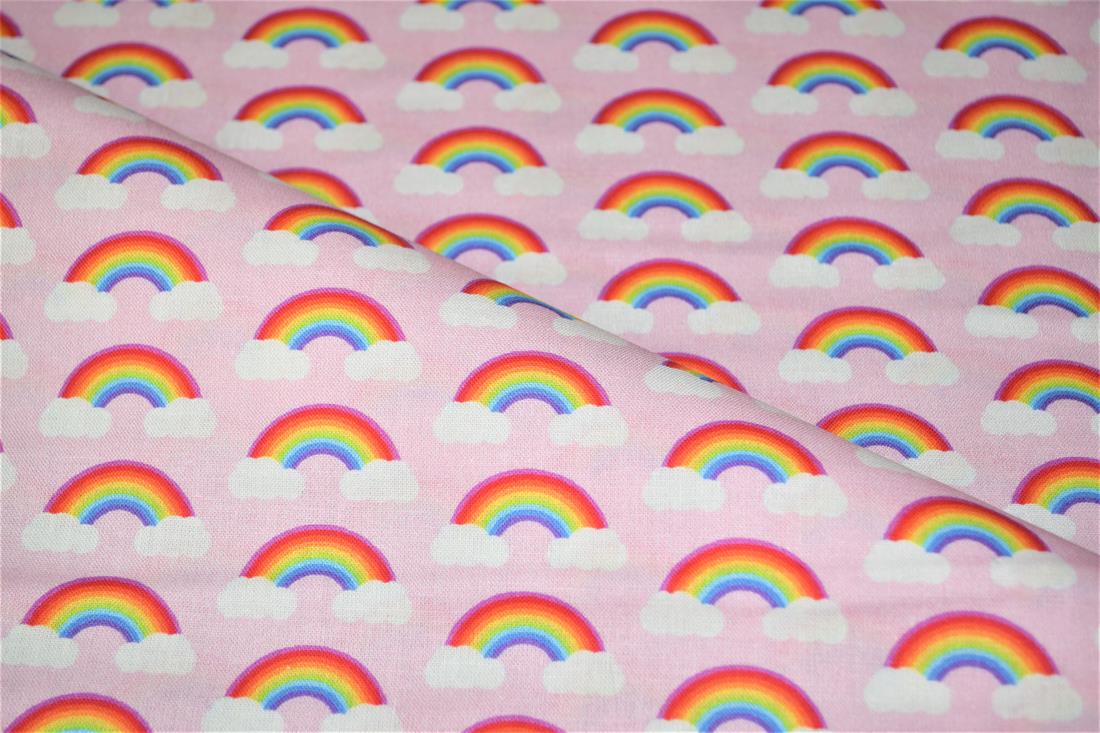 Pink Digital Printed 100% Cotton, Rainbow Fabric