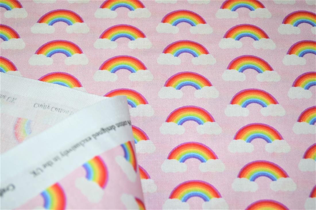 Pink Digital Printed 100% Cotton, Rainbow Fabric