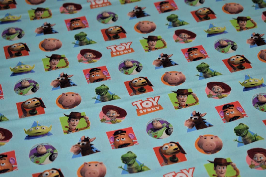 Blue New Little Johnny Toy Story Printed 100% Cotton Fabric