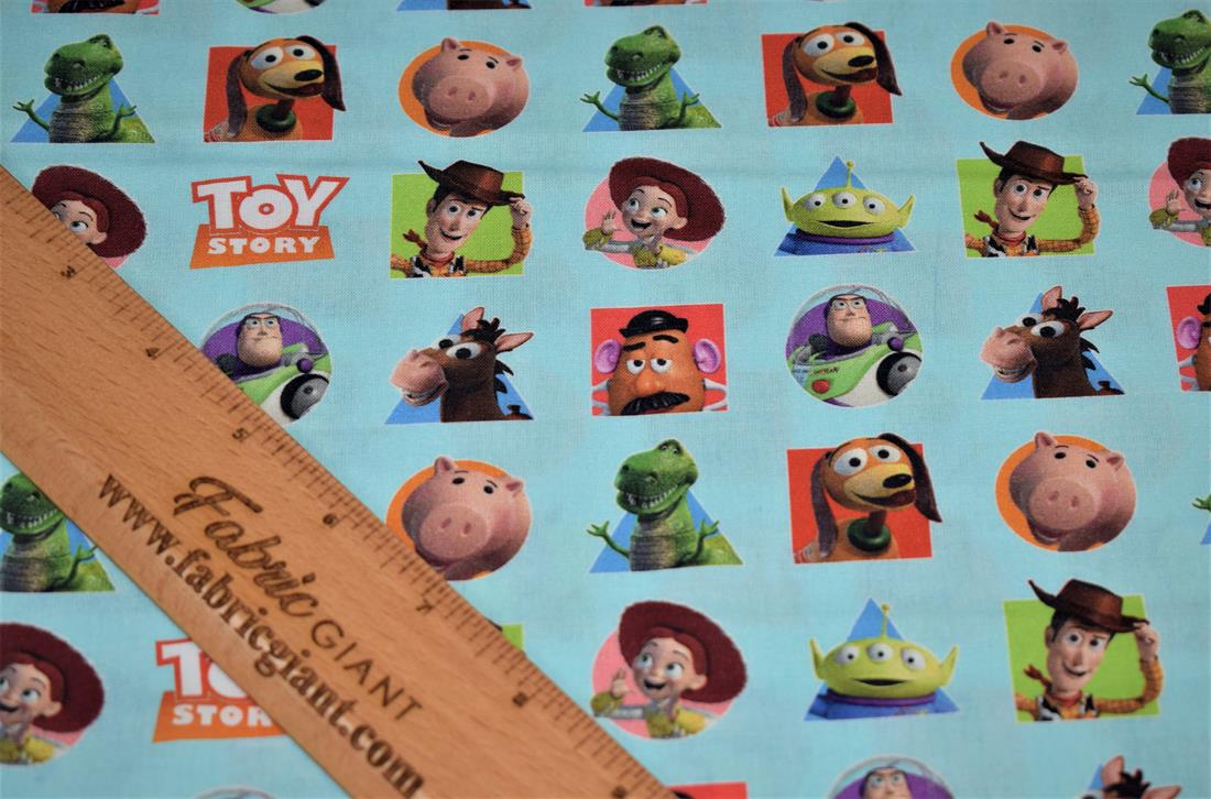 Blue New Little Johnny Toy Story Printed 100% Cotton Fabric