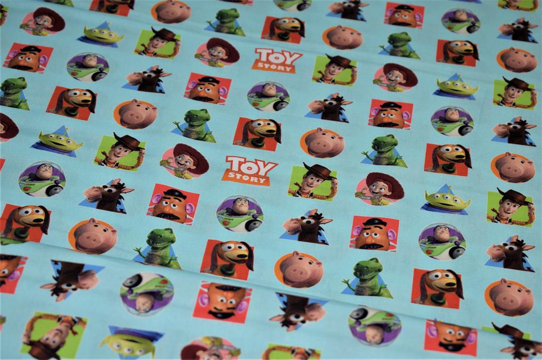 Blue New Little Johnny Toy Story Printed 100% Cotton Fabric
