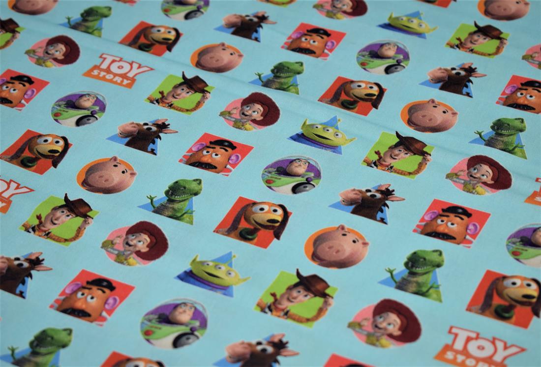 Blue New Little Johnny Toy Story Printed 100% Cotton Fabric