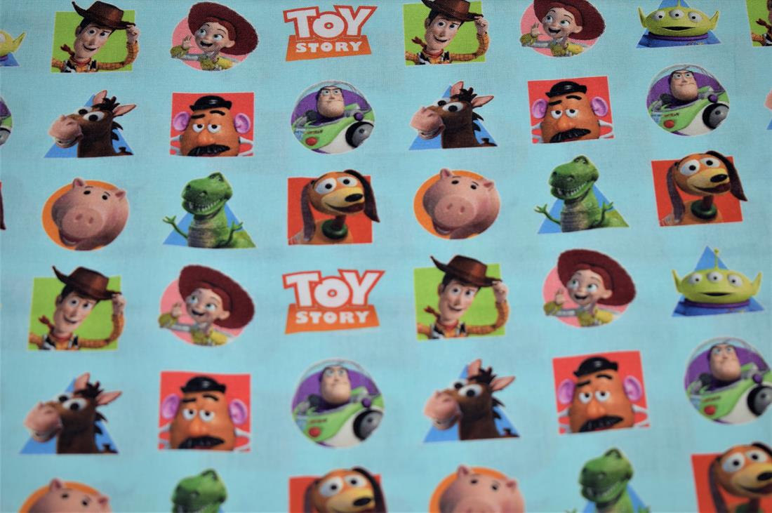 Blue New Little Johnny Toy Story Printed 100% Cotton Fabric