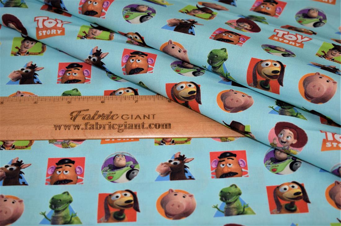Blue New Little Johnny Toy Story Printed 100% Cotton Fabric