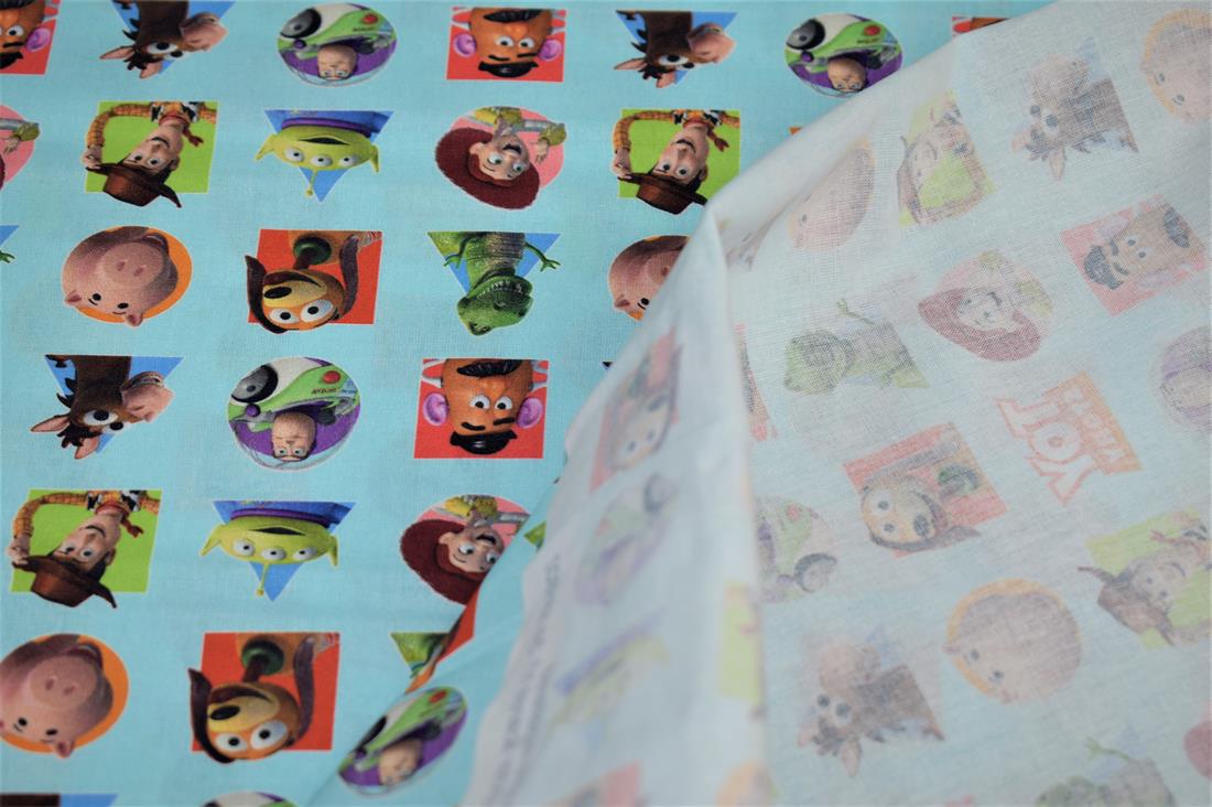 Blue New Little Johnny Toy Story Printed 100% Cotton Fabric