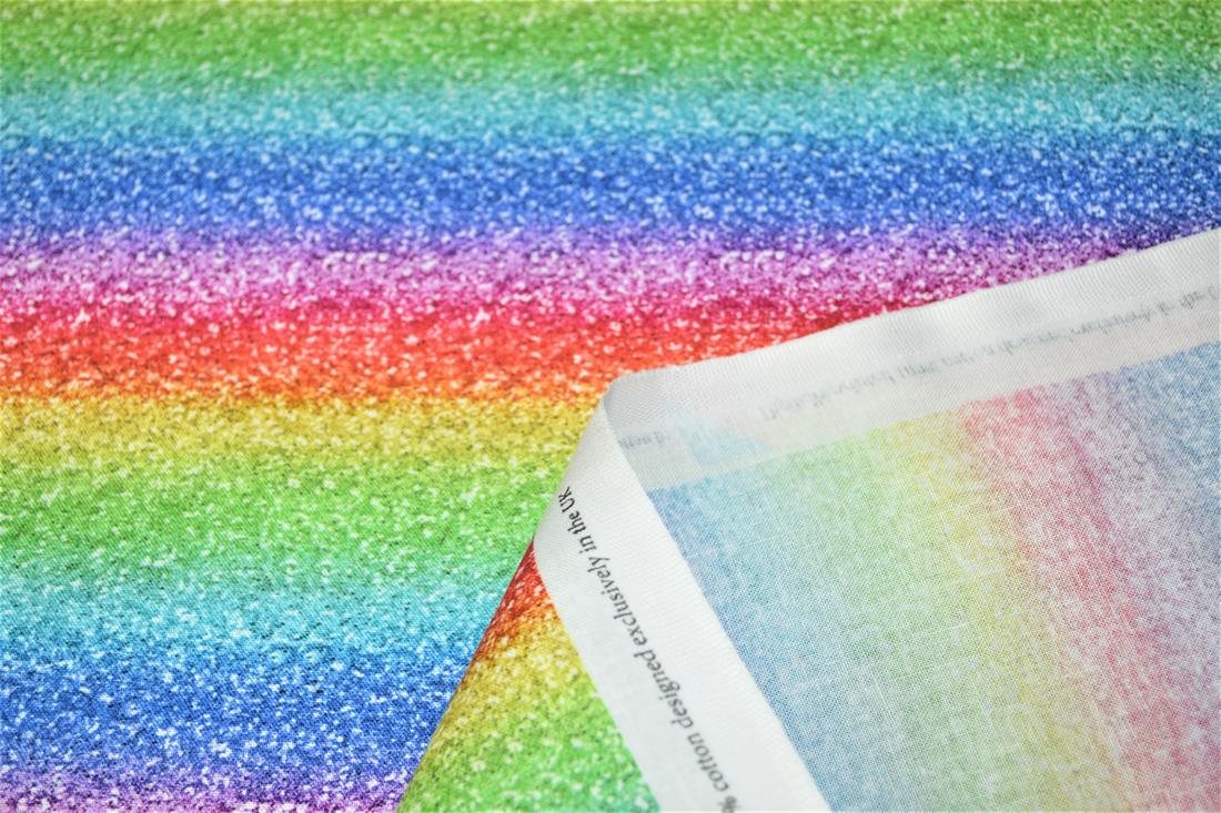 Digital Printed 100% Cotton, Rainbow Glitter Fabric