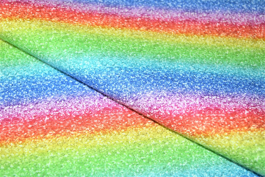 Digital Printed 100% Cotton, Rainbow Glitter Fabric
