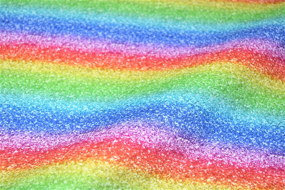 Digital Printed 100% Cotton, Rainbow Glitter Fabric