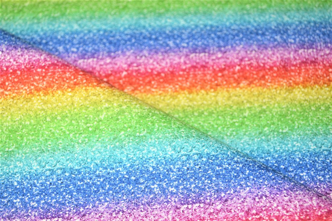 Digital Printed 100% Cotton, Rainbow Glitter Fabric