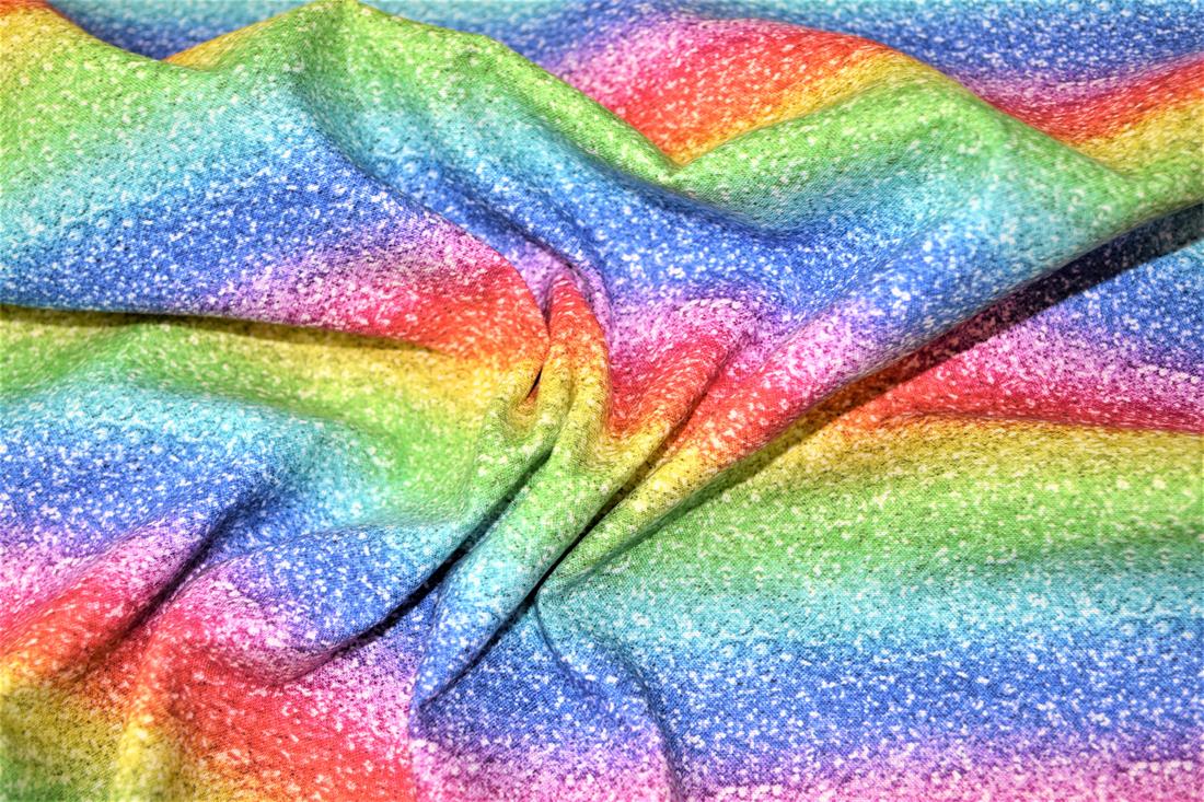 Digital Printed 100% Cotton, Rainbow Glitter Fabric