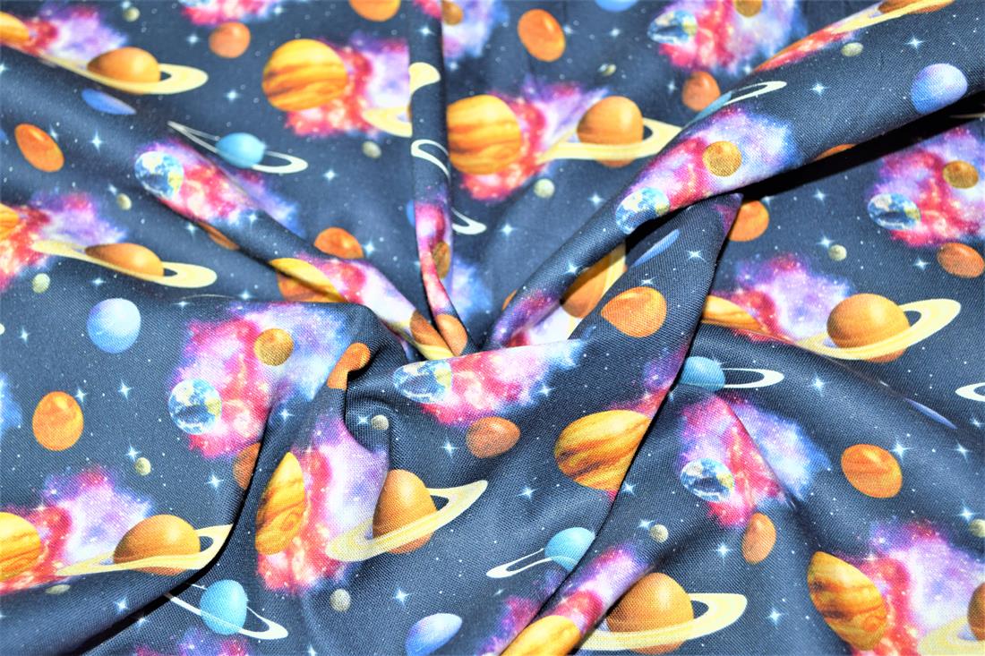 Navy Digital Printed 100% Cotton, Space Fabric