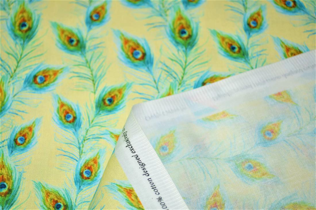 Digital Printed 100% Cotton, Peacock Feathers Fabric